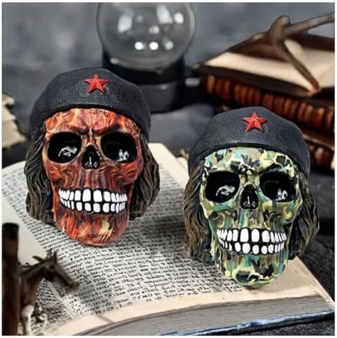 Decorative Military Skull Figurine 65 Inch Camo and Flame Design