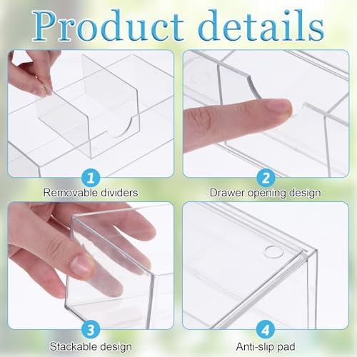 3 Packs Medicine Cabinet Organizer with 3 Drawers and Removable Dividers 1