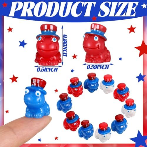 50 Pcs Mini Resin Frogs Patriotic Decor