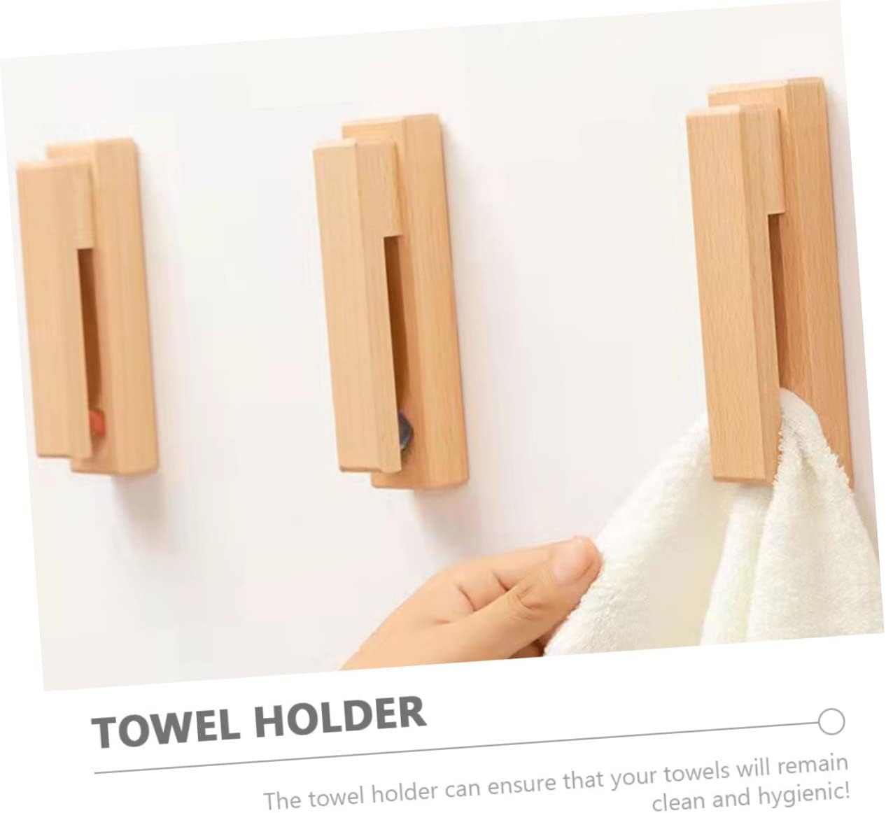 Unomor Rustic Wood Towel Hook for Bathroom and Kitchen