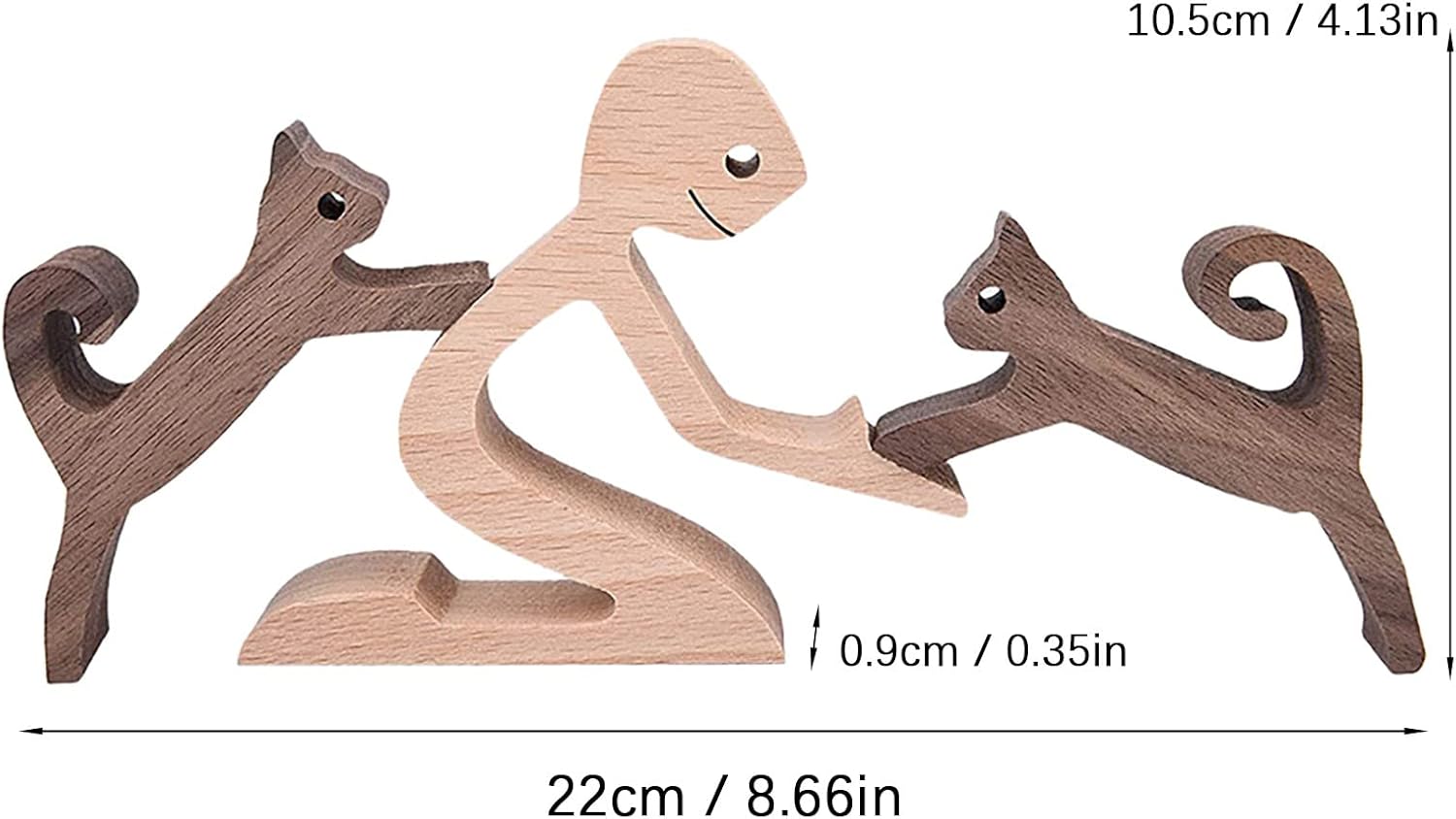 Nudsfuii Wooden Dog Cat Statue Sculpture Decor