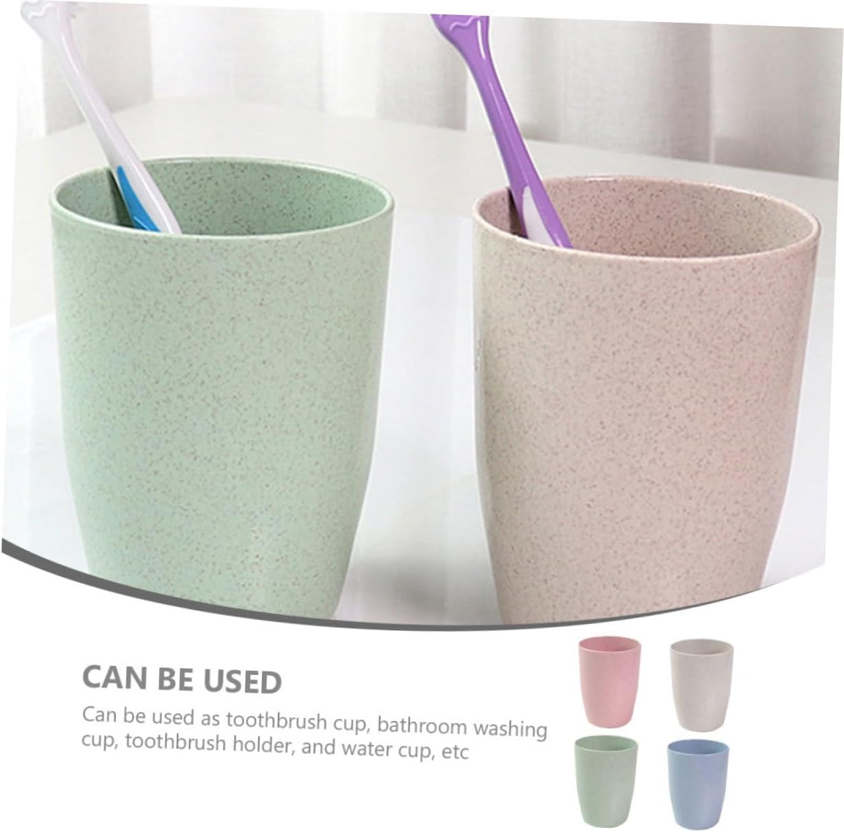 BRIGHTFUFU Wheat Straw Toothbrush Cup Holder for Bath
