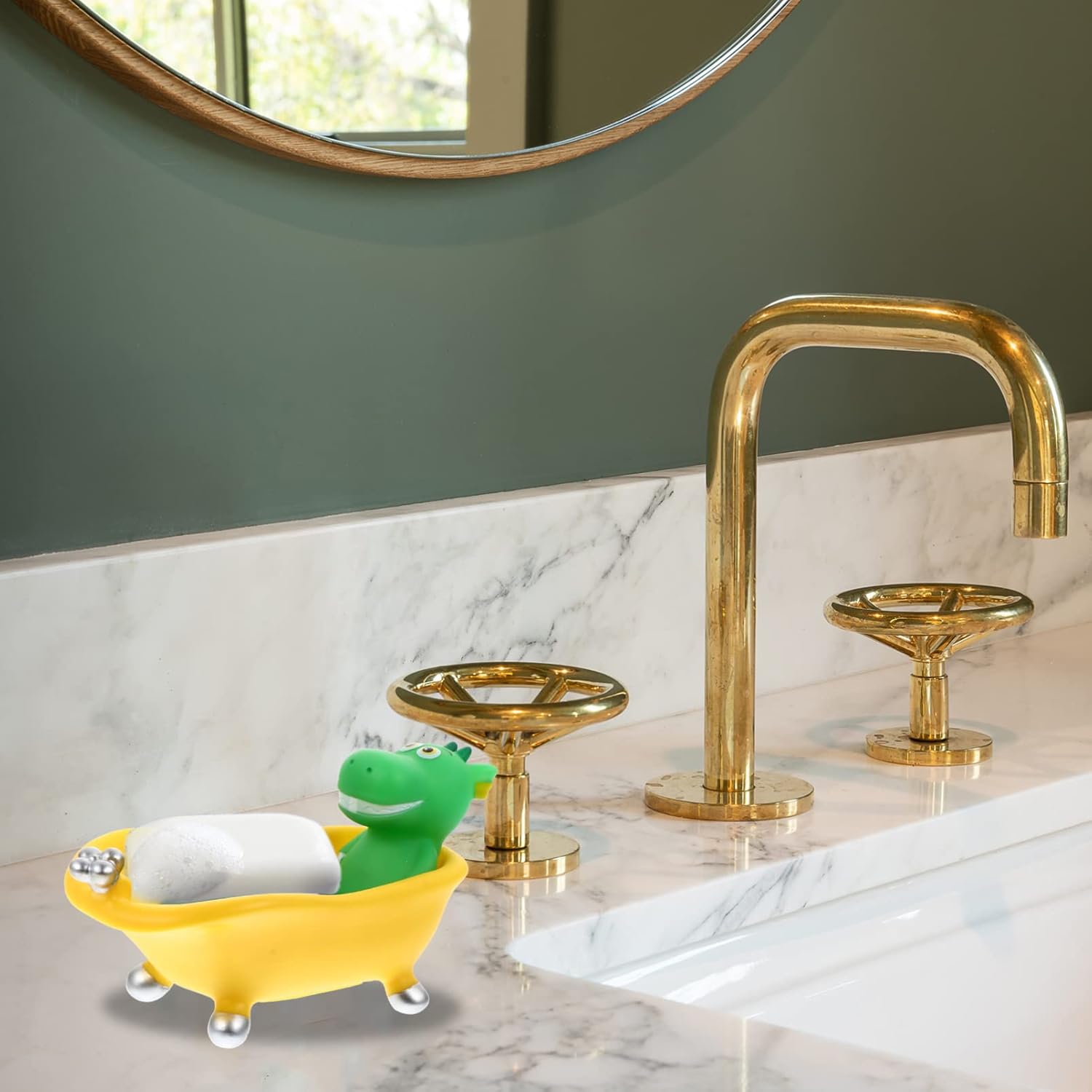 Zerodeko Dinosaur Soap Drain Holder Storage Box
