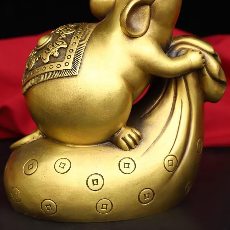 Brass Zodiac Rat Feng Shui Statue Home Decor