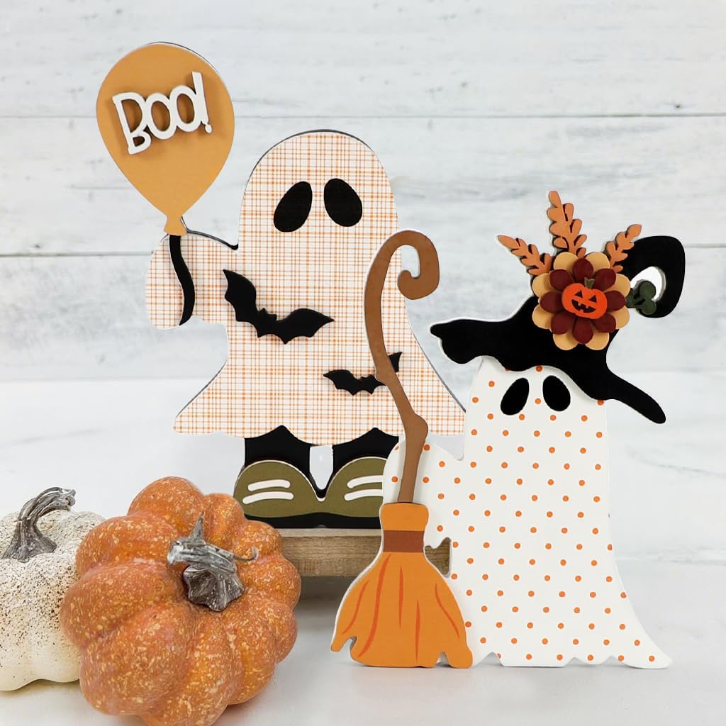 DAZONGE Halloween Decorations 2 Pack Cute Ghost Witch
