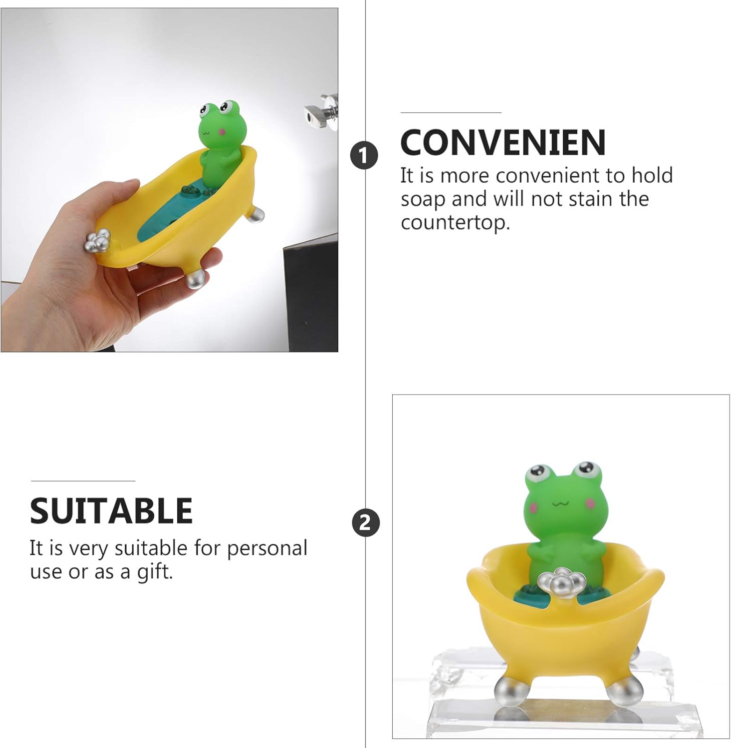 Anneome Cartoon Frog Soap Dish with Draining Tray