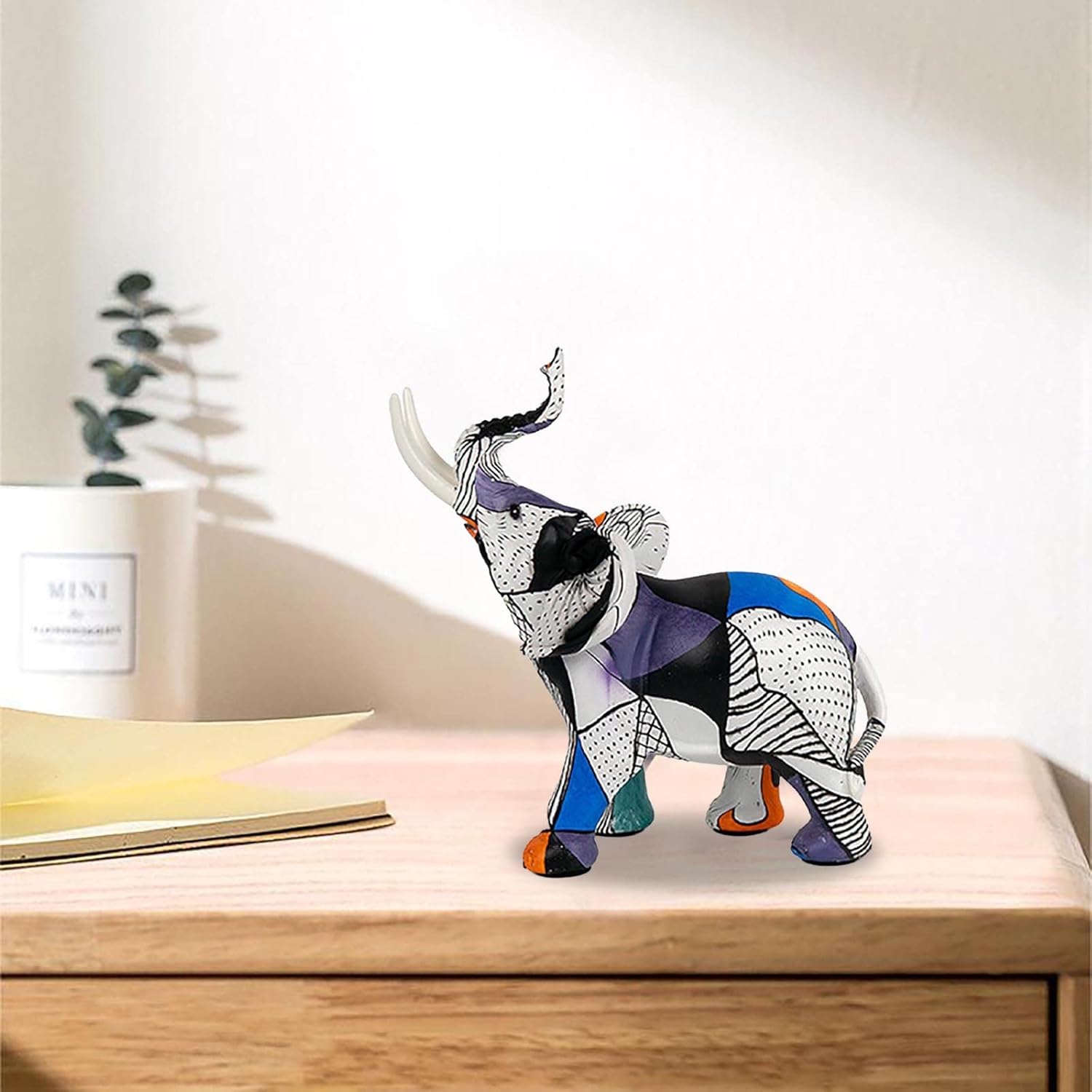 Nudsfuii Miniature Statue Elephant Decor for Living Room