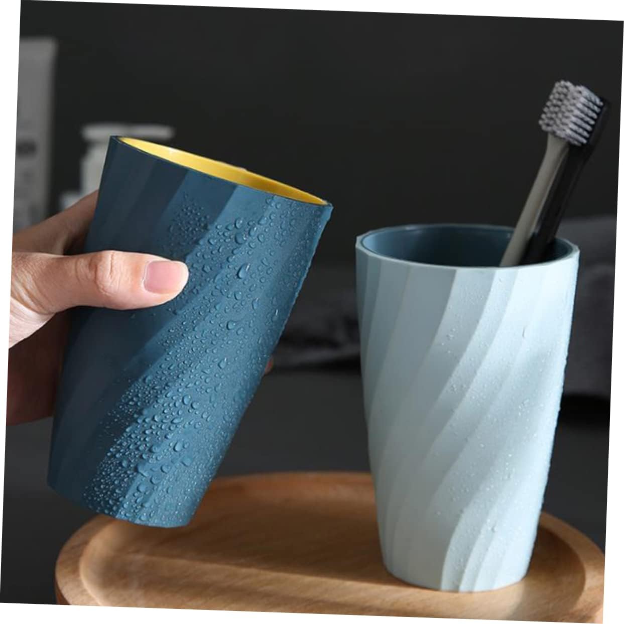Ciieeo 2pc Travel Toothbrush Mug Set