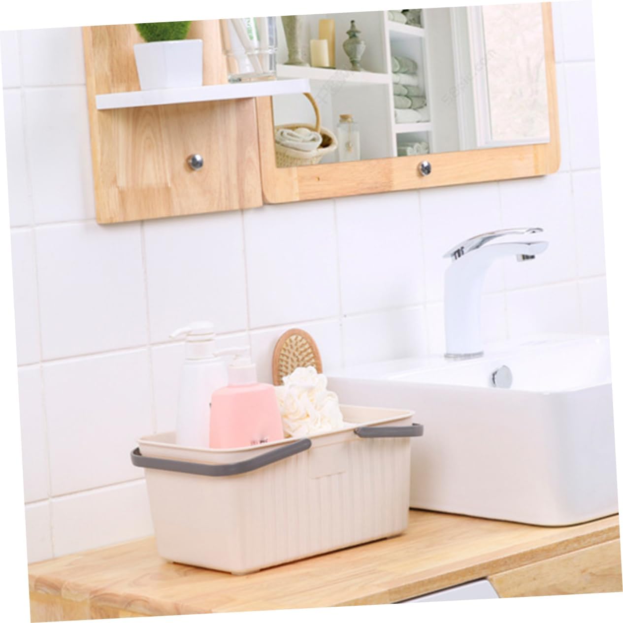 CANIGHT Portable Shower Basket with 2 Handles for Bathroom Storage