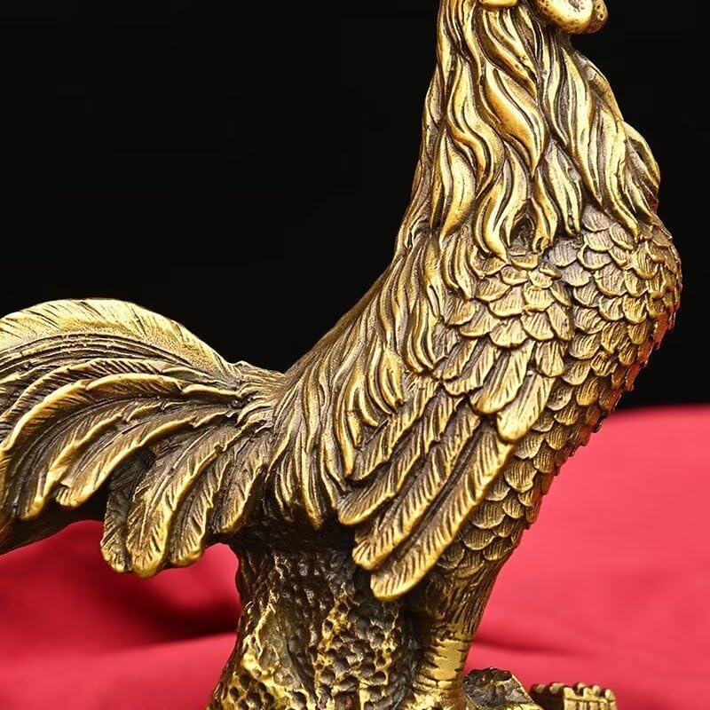 Julrybox Copper Rooster Statue Zodiac Home Decoration