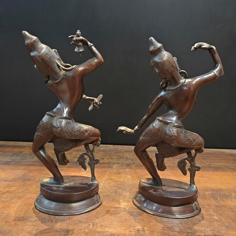 Statuestudio Brass Dancing Shiva Parvati 15 Inch
