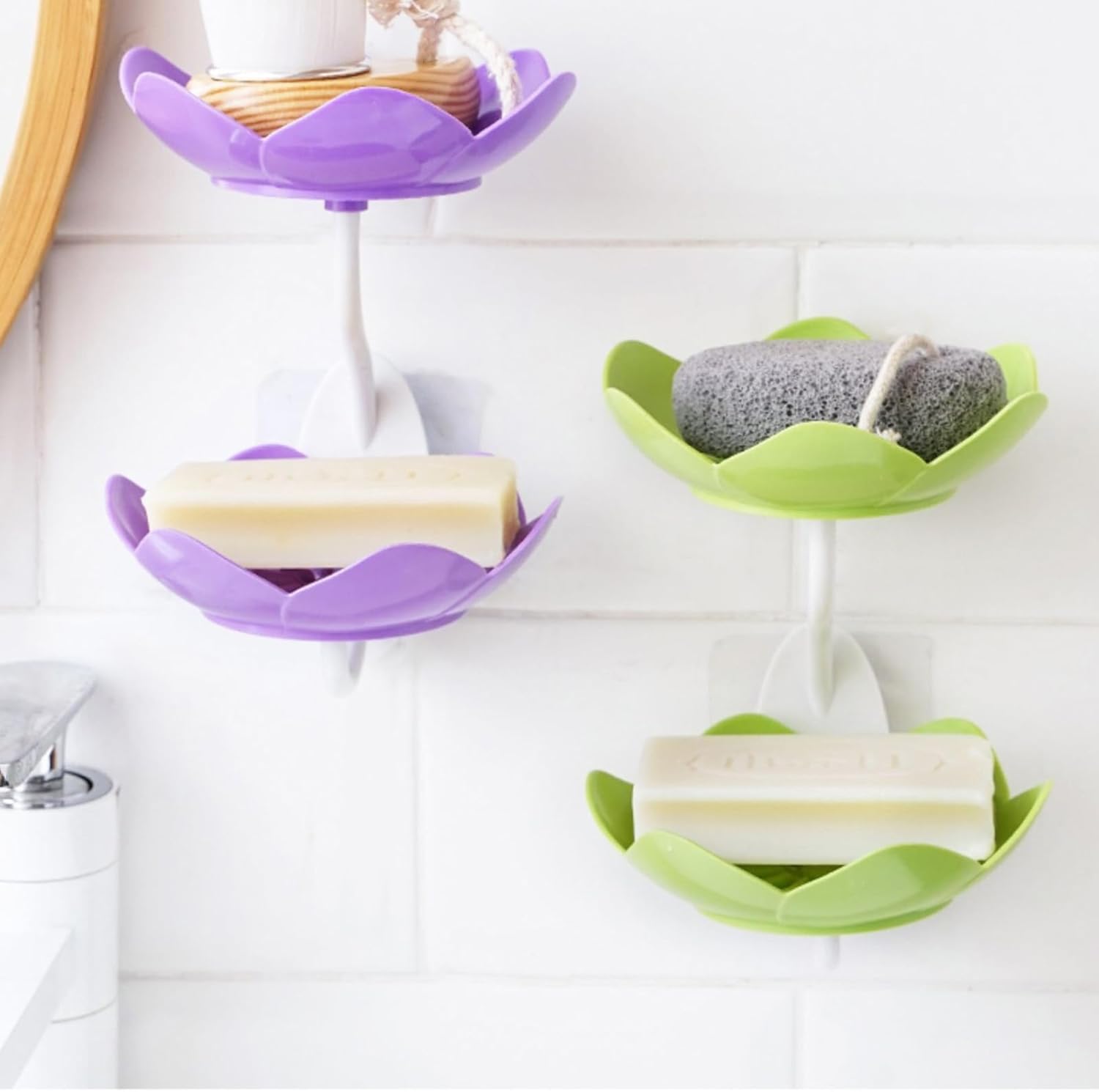 XISAOK Strong Adhesive Lotuses Design Soap Dish 1