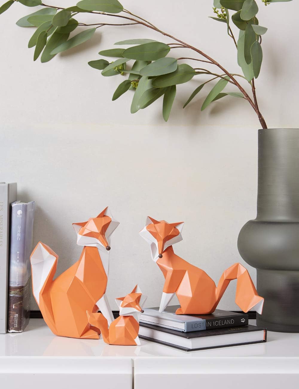 HAUCOZE Geometric Fox Figurine 80 Inch Decor Statue