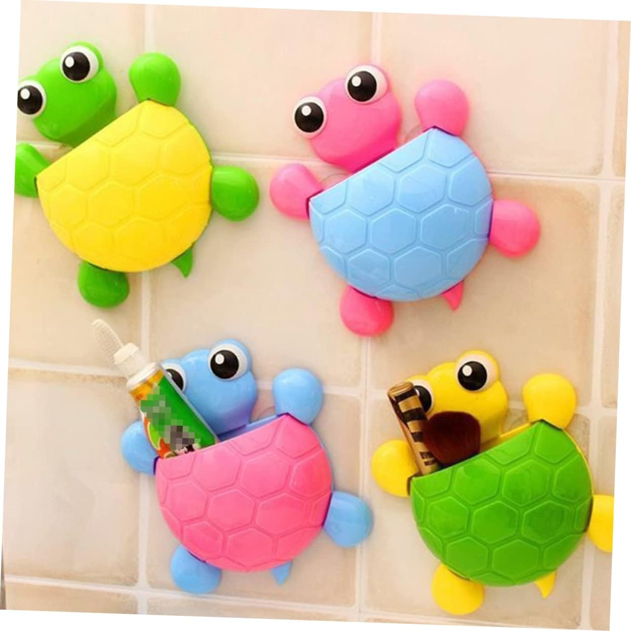 Cute Turtle Wall Toothbrush Holder Suction Cup Rack