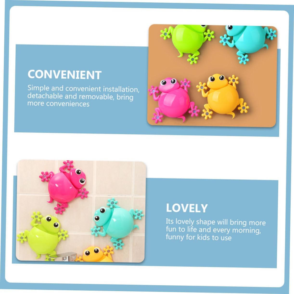 2Pcs Cute Cartoon Gecko Toothbrush Holder with Suction Cup