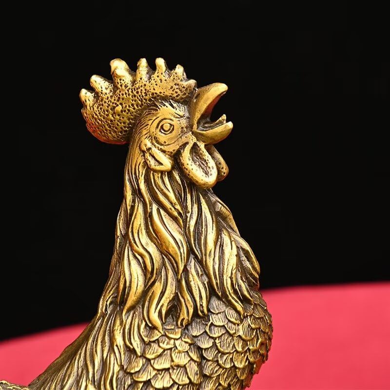 Julrybox Copper Rooster Statue Zodiac Home Decoration