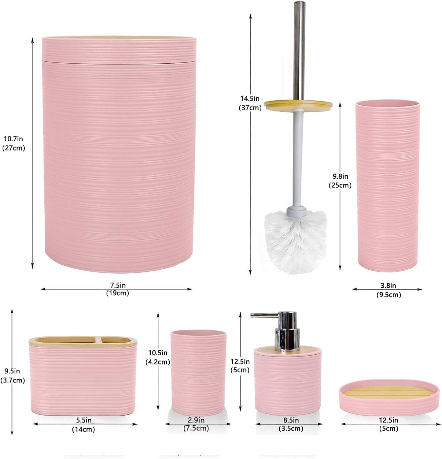 CERBIOR 6-Piece Bamboo Bathroom Accessories Set
