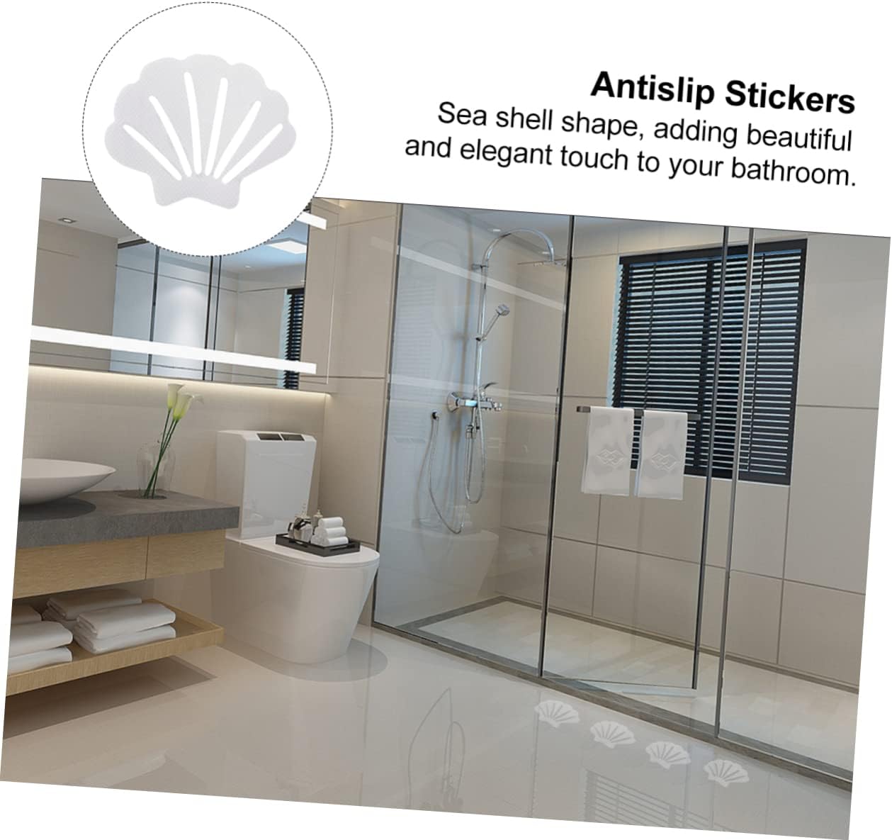 VOSAREA 12Pcs Shell Shape Safety Decals for Bathroom