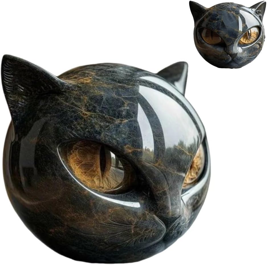 Luxury Black Cat Gemstone Sculpture Elegant Decor Gift