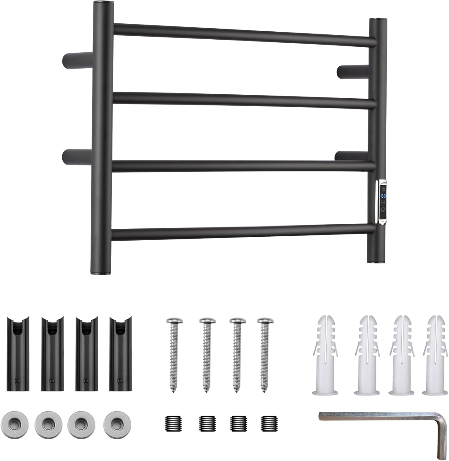 BLARALA Heated Towel Rack 4 Bar Stainless Steel with Timer Temperature Control