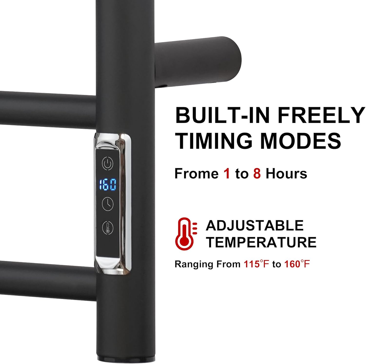 BLARALA Heated Towel Rack 4 Bar Stainless Steel with Timer Temperature Control