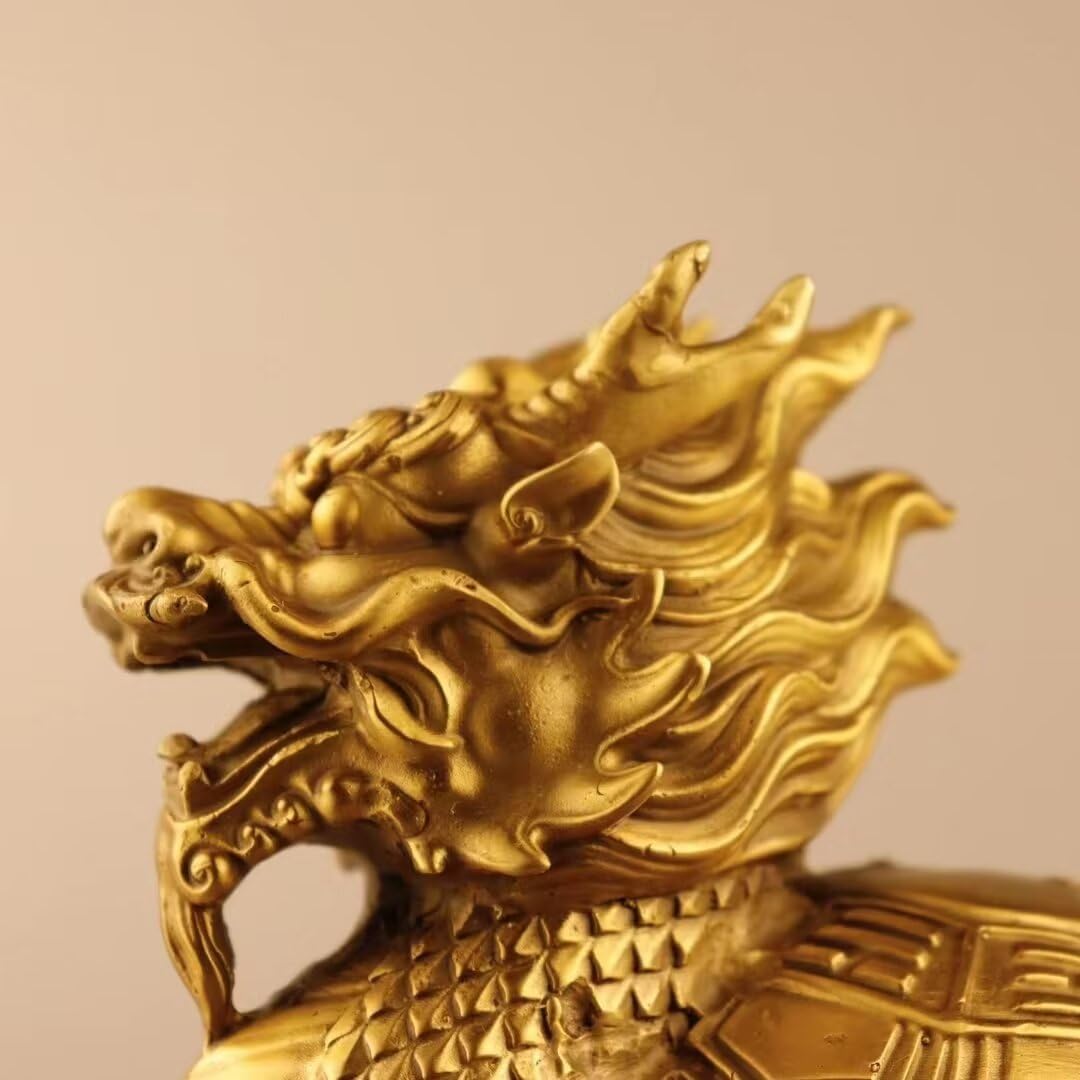 Julrybox Copper Dragon Turtle Brass Feng Shui Statue
