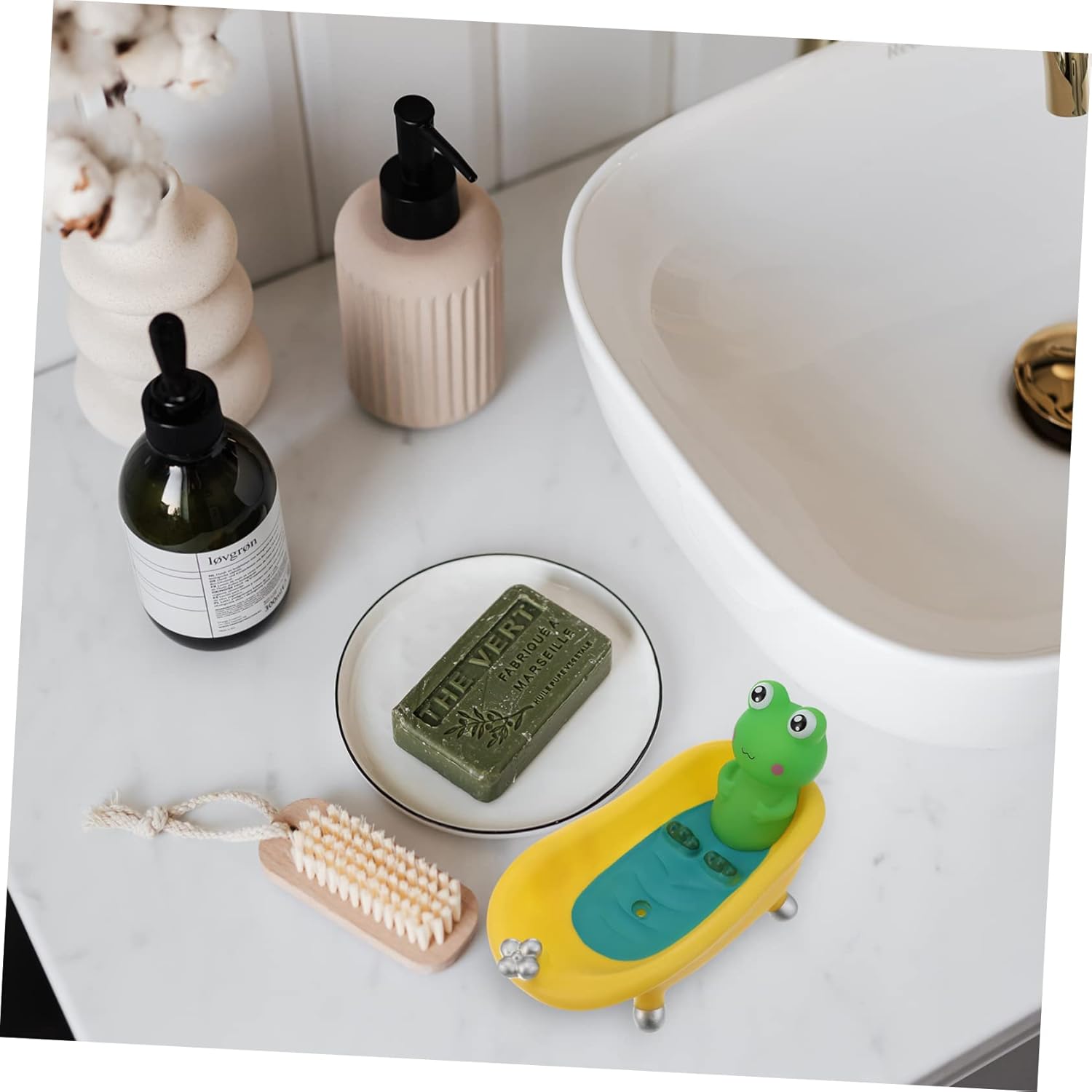 1pc Frog Shape Soap Dish Draining Holder for Bathroom Kitchen