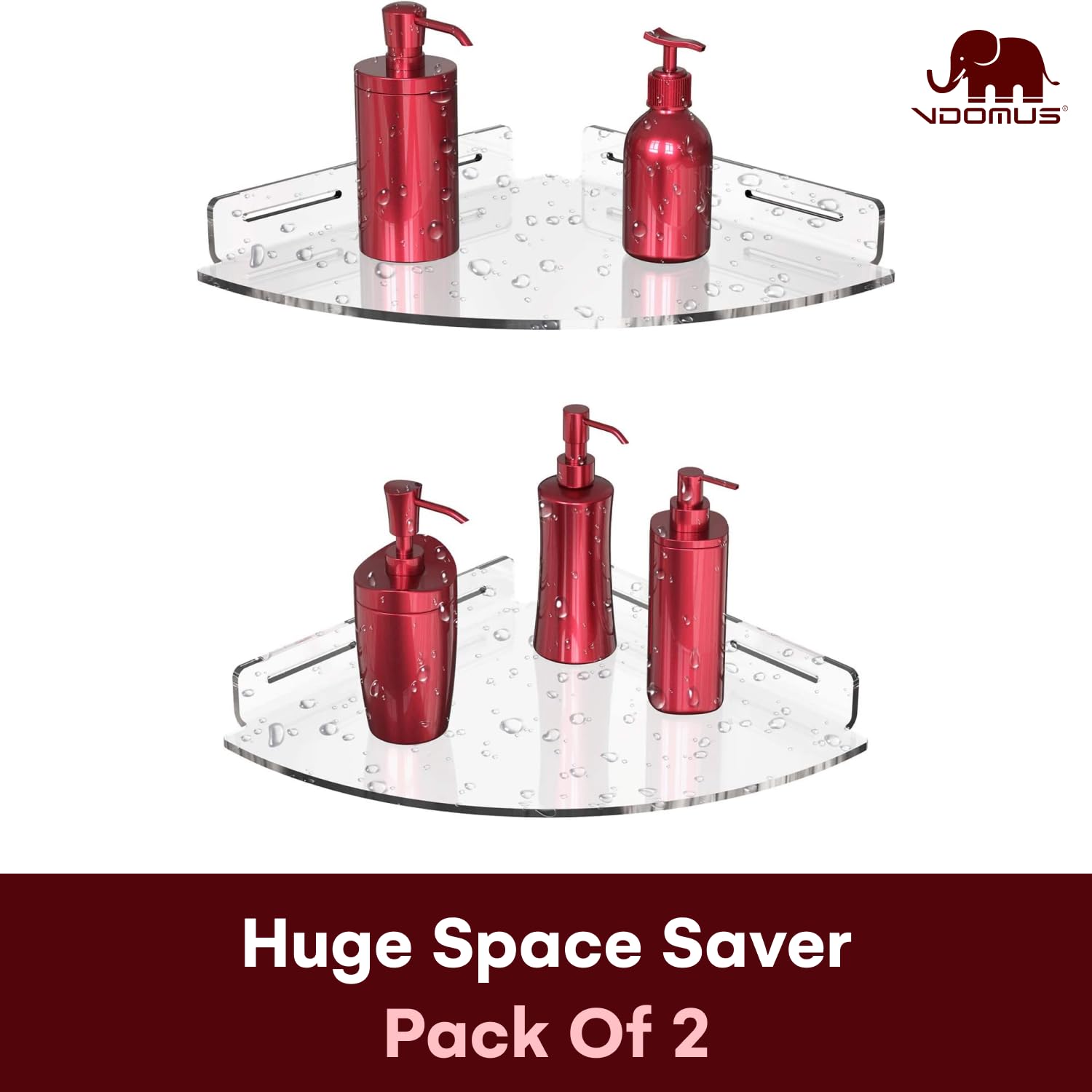 Vdomus Set of 2 Shower Caddies - No-Drill Floating Adhesive Storage