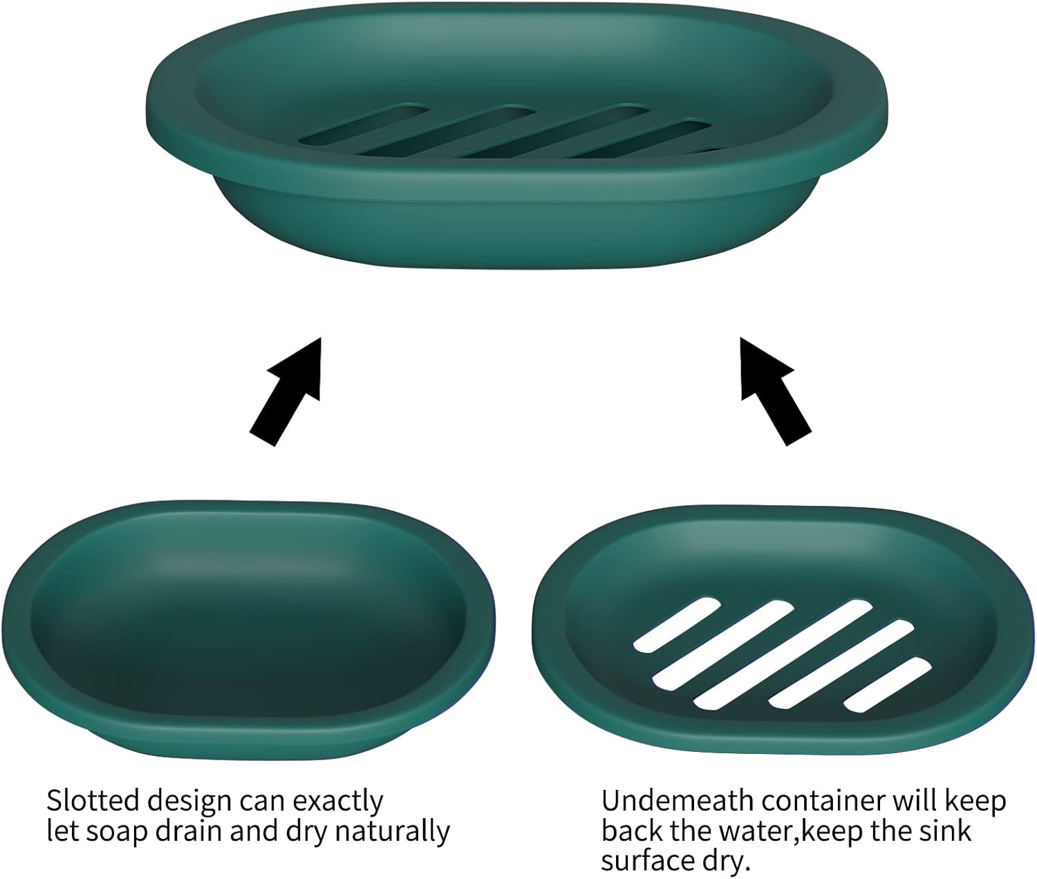Topsky 2 Pcs Soap Dish with Drip Tray - Dark Green 1