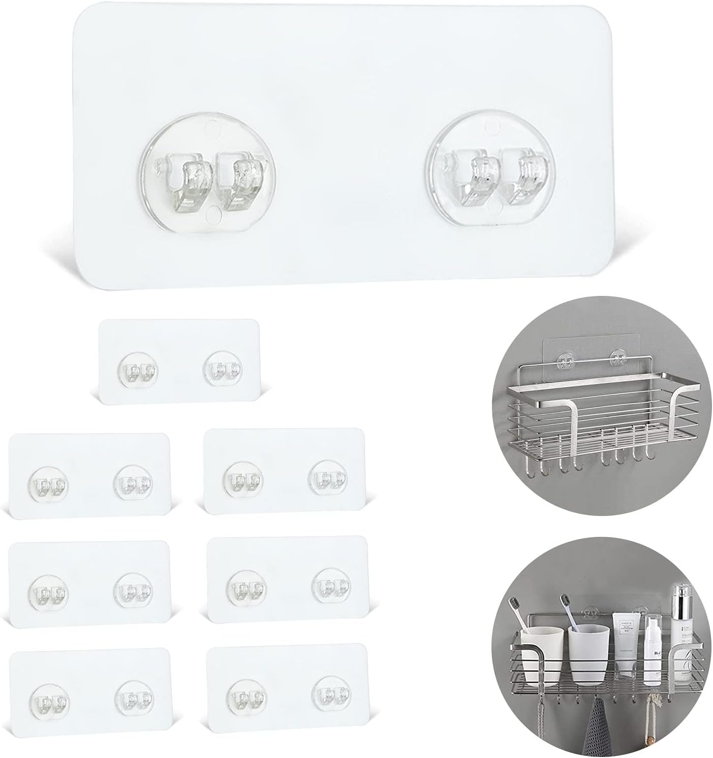 YOLOPLUS 8-Pack Adhesive Hooks for Shower Caddy