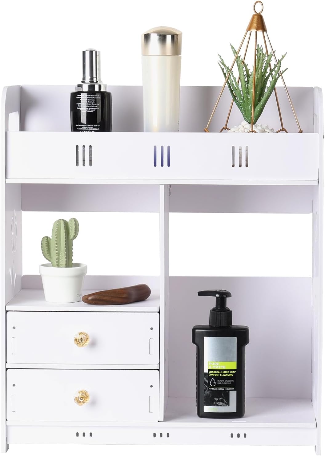 Wall Cabinet with 2 Drawers - White Bathroom Organizer