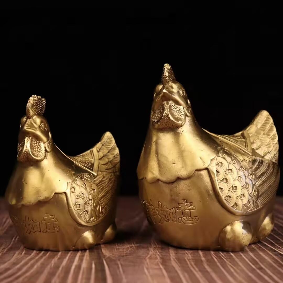 Copper Chicken Statue Zodiac Rooster Home Decor