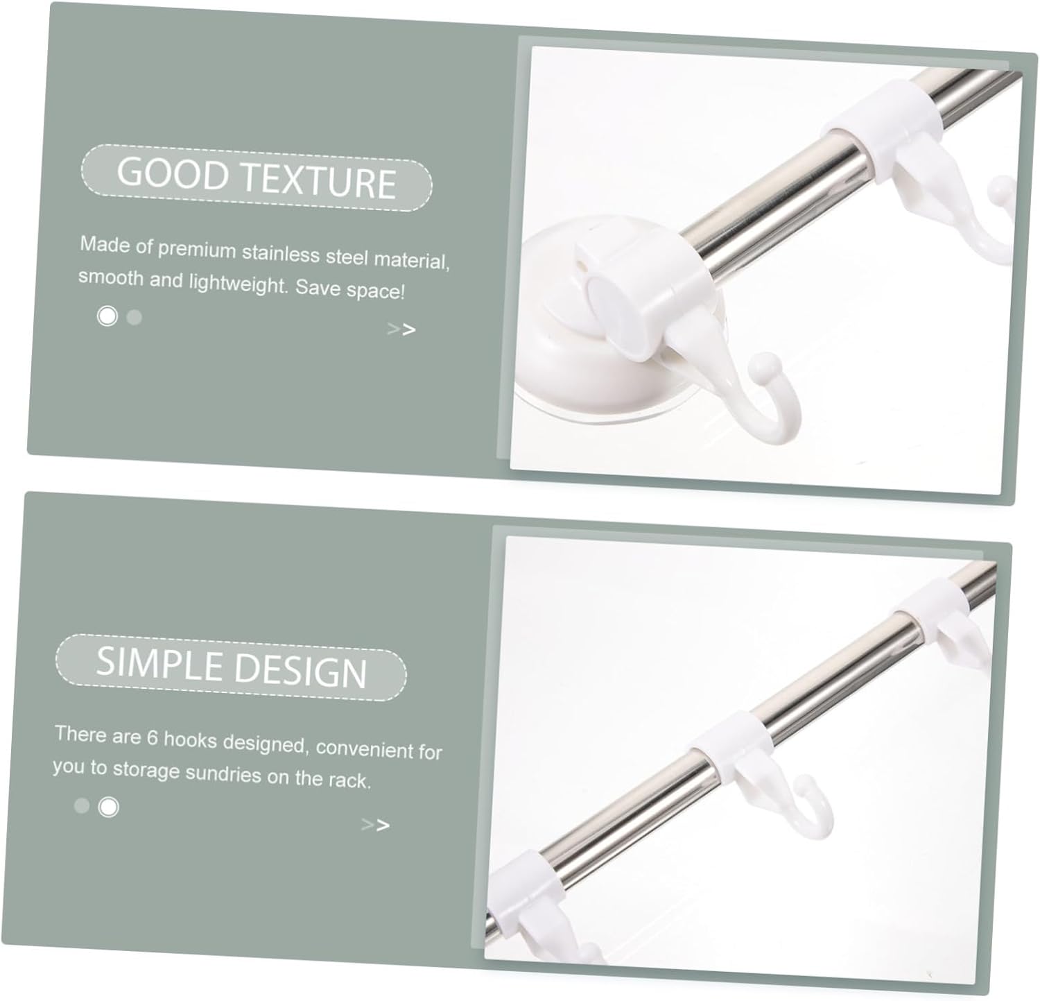 Vaguelly Stainless Steel Suction Cup Towel Rack 6 Hooks No Drill
