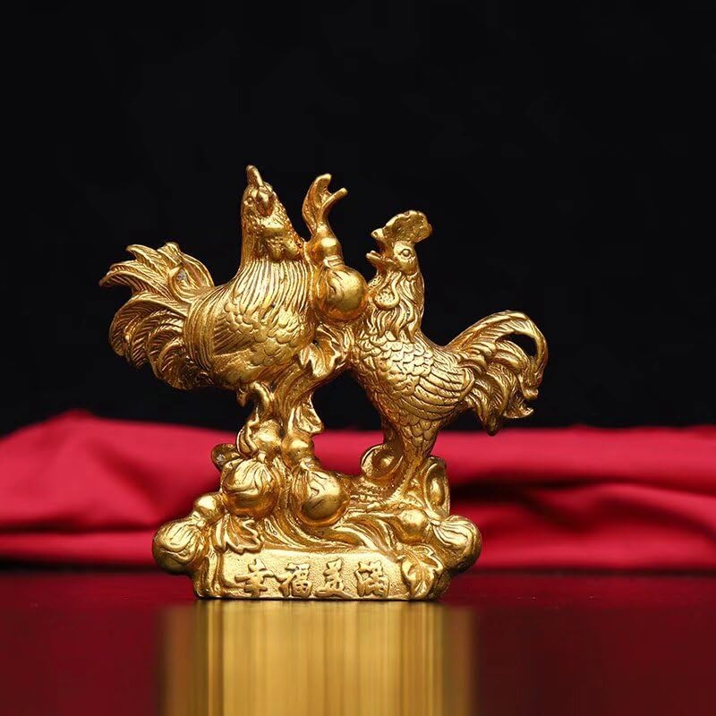 Julrybox Brass Chicken Feng Shui Statue