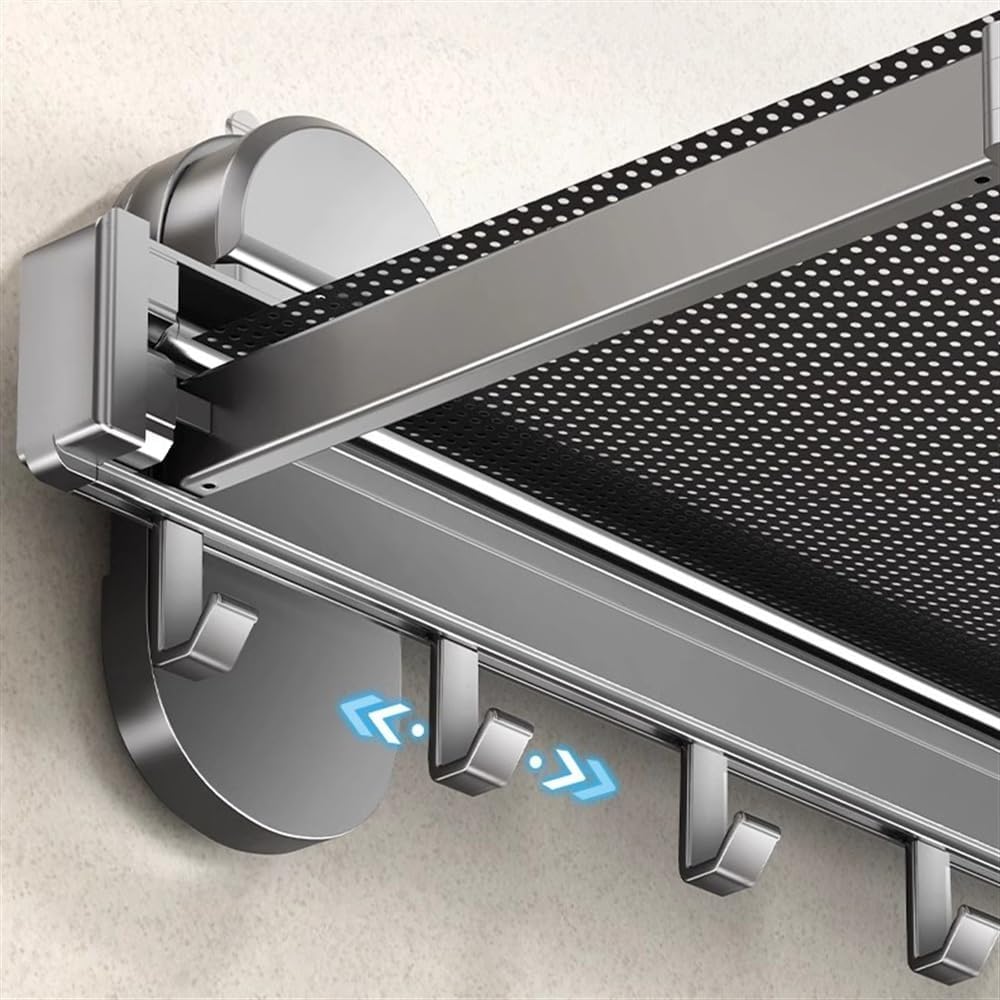 Extendable Suction Cup Towel Rack with Rod and Hooks