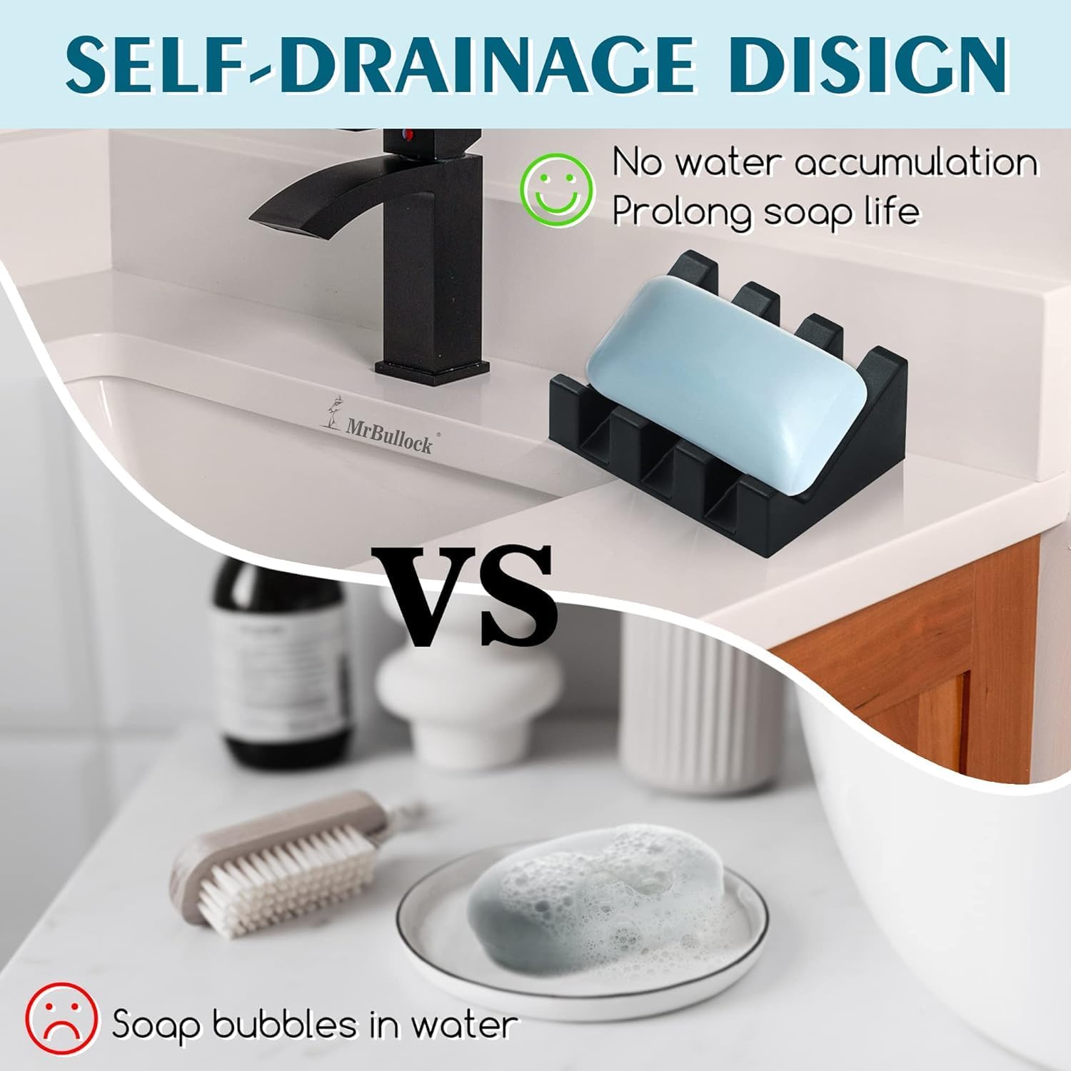 MRBULLOCK Silicone Soap Dish - 2 Pack Black