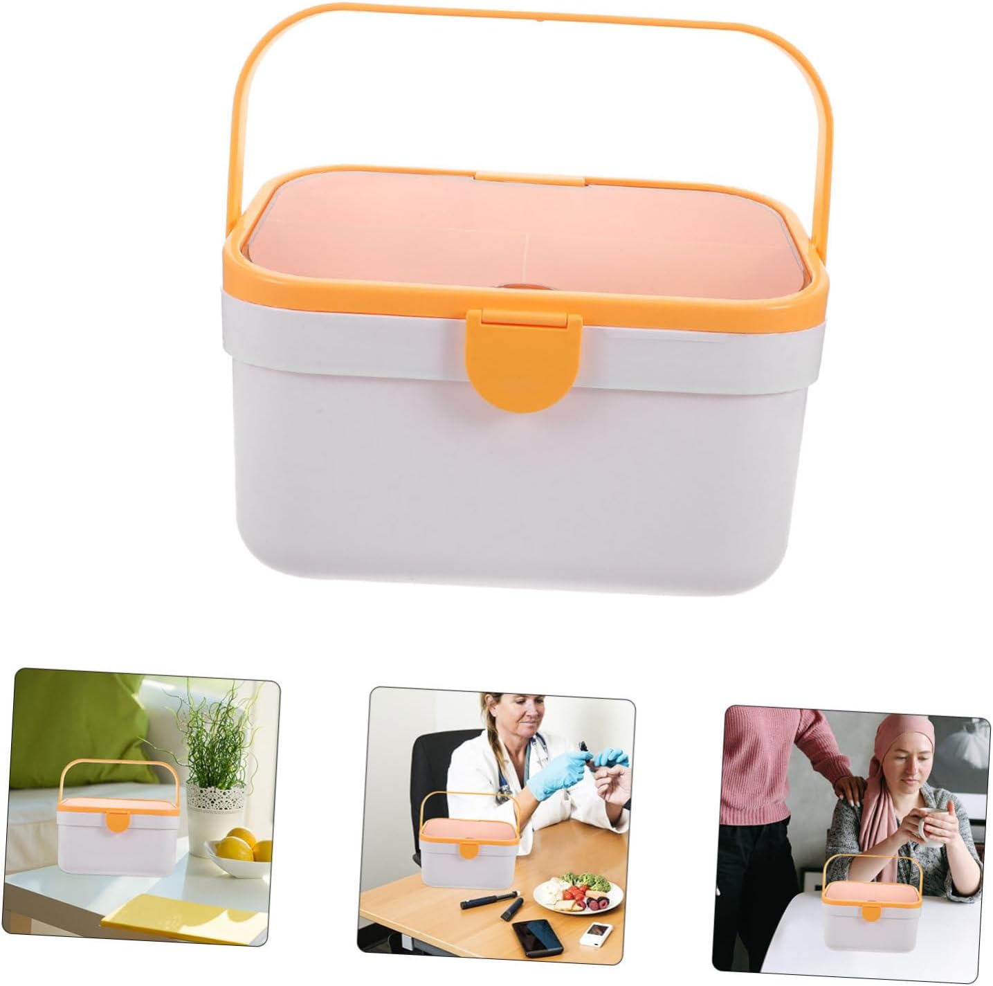 KOMBIUDA Plastic Medicine Cabinet Organizer with Handle
