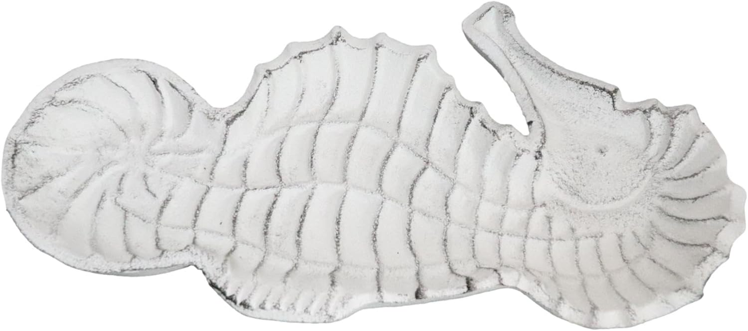 Ebros Gift Cast Iron Seahorse Soap Dish Tray 1