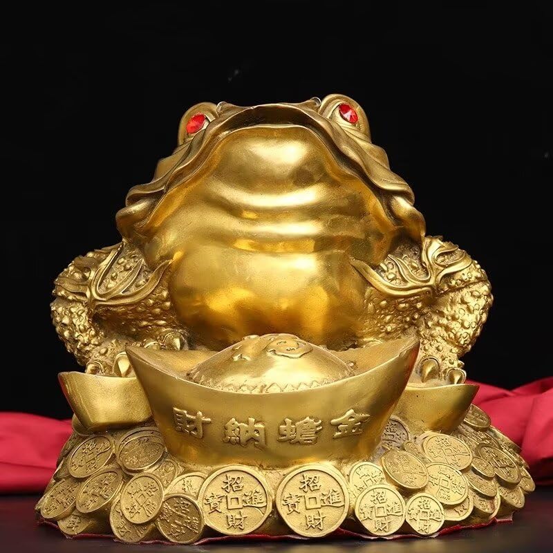Brass Toad Feng Shui Decor Lucky Money Frog Figurine