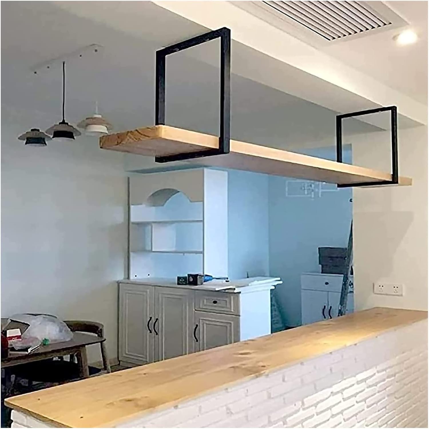 ALDEPO Wine Rack Hanging Wrought Iron Decor Shelf