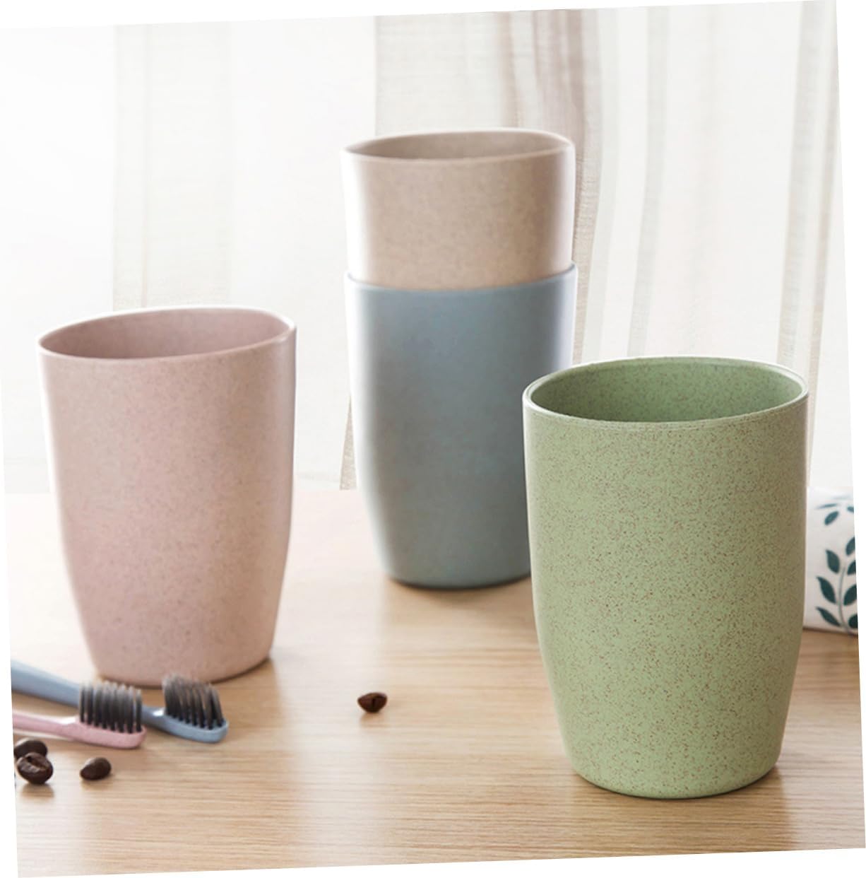 PRETYZOOM Lightweight Wheat Stem Rinsing Mug for Bath Use