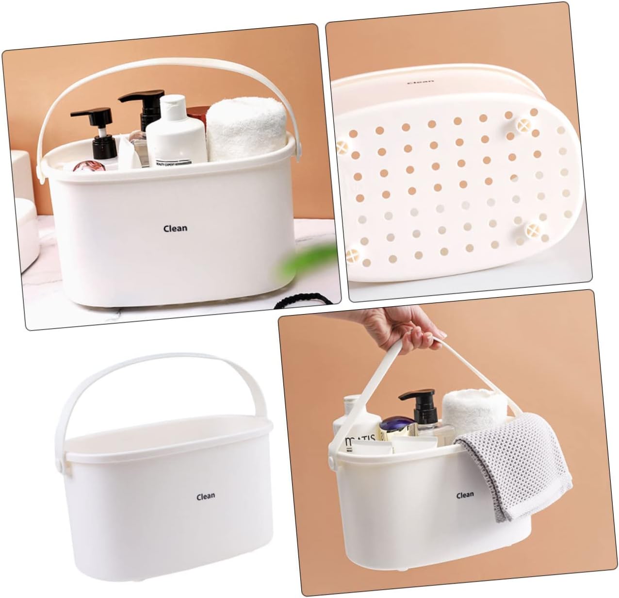 Holibanna Plastic Bath Basket Portable Storage Bin