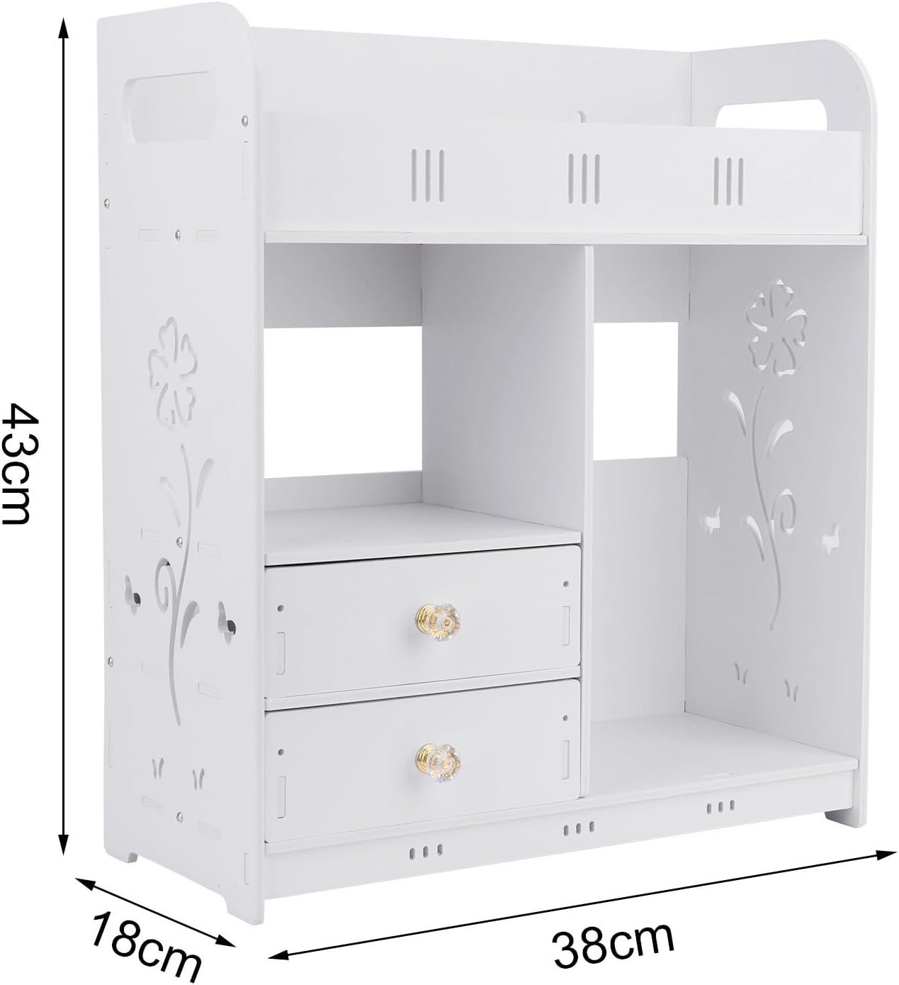 Wall Cabinet with 2 Drawers - White Bathroom Organizer