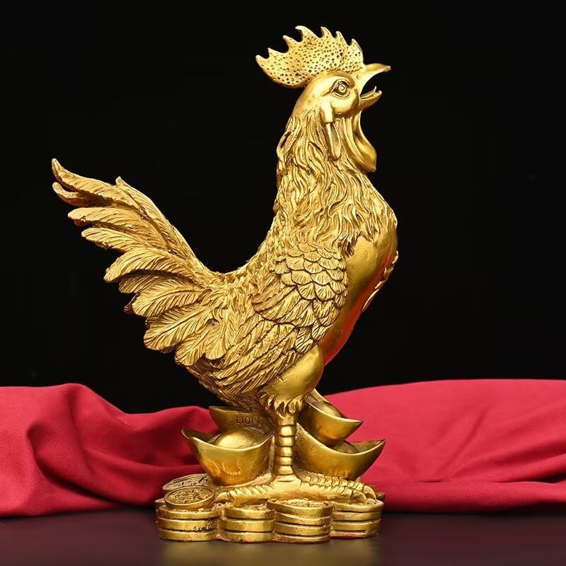 Julrybox Brass Chicken Feng Shui Statue Decor 1