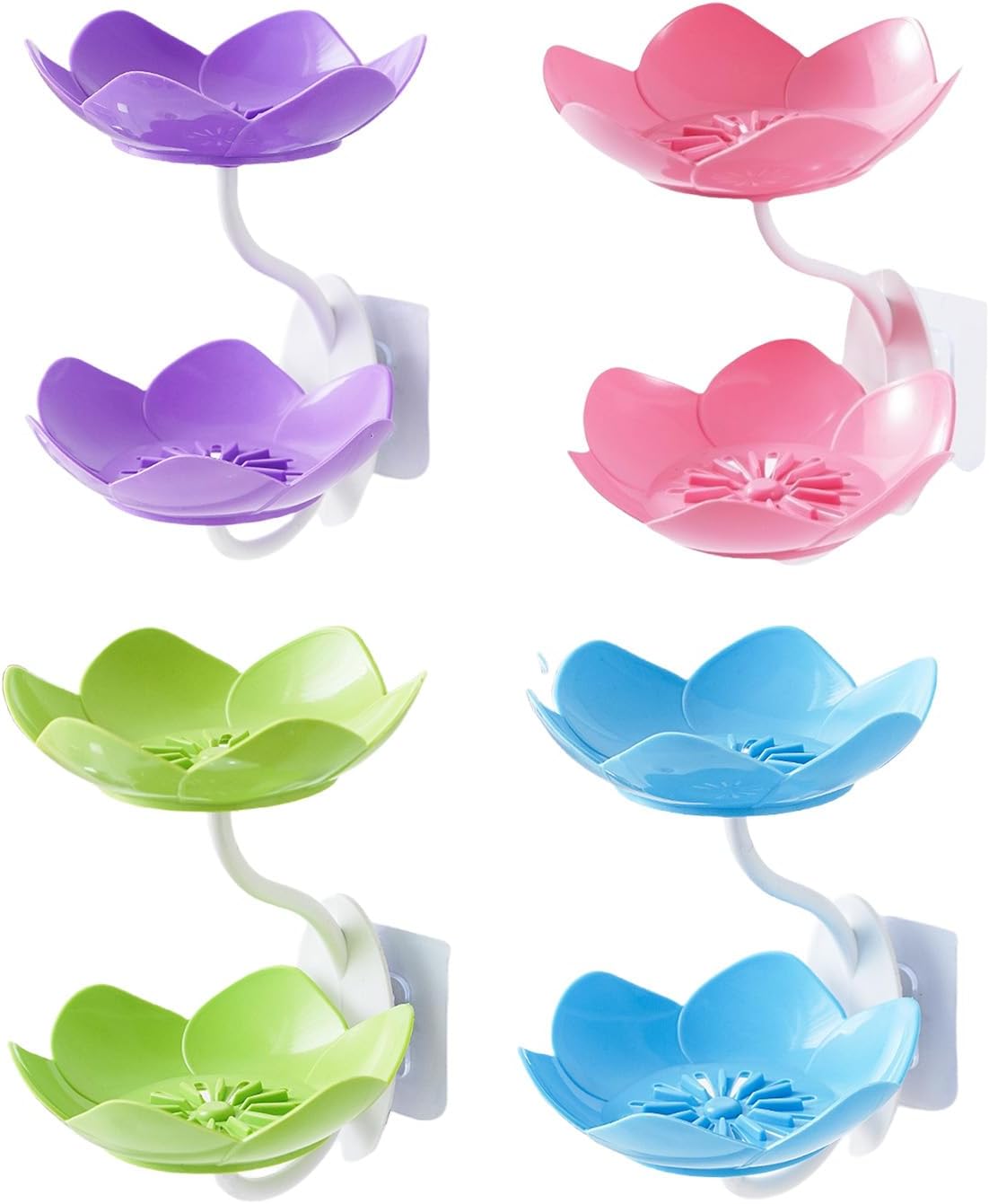 Strong Adhesive Wall Mount Soap Dish with Lotuses Design