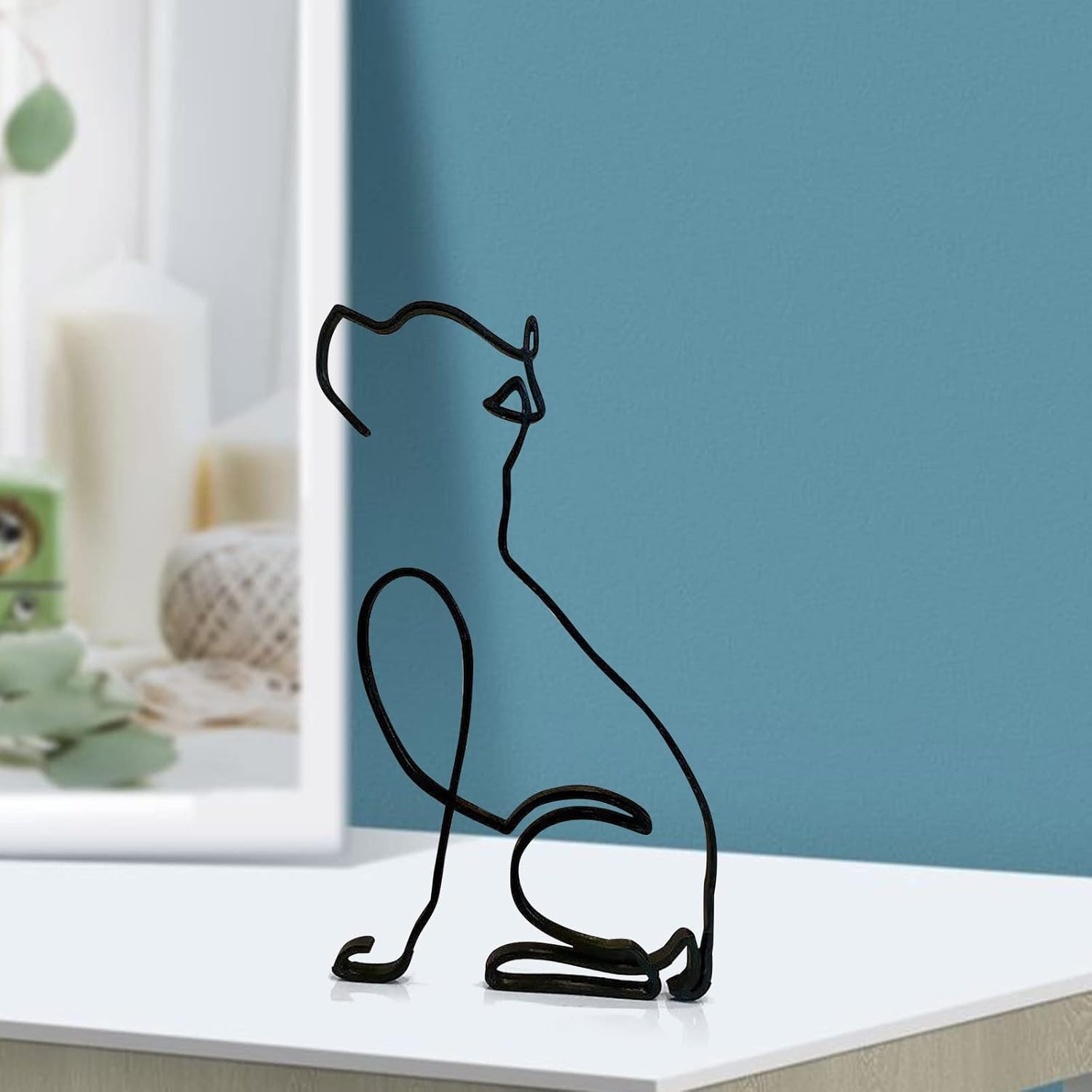 Nudsfuii Desk Statue Figurines Minimalist Dog Sculpture
