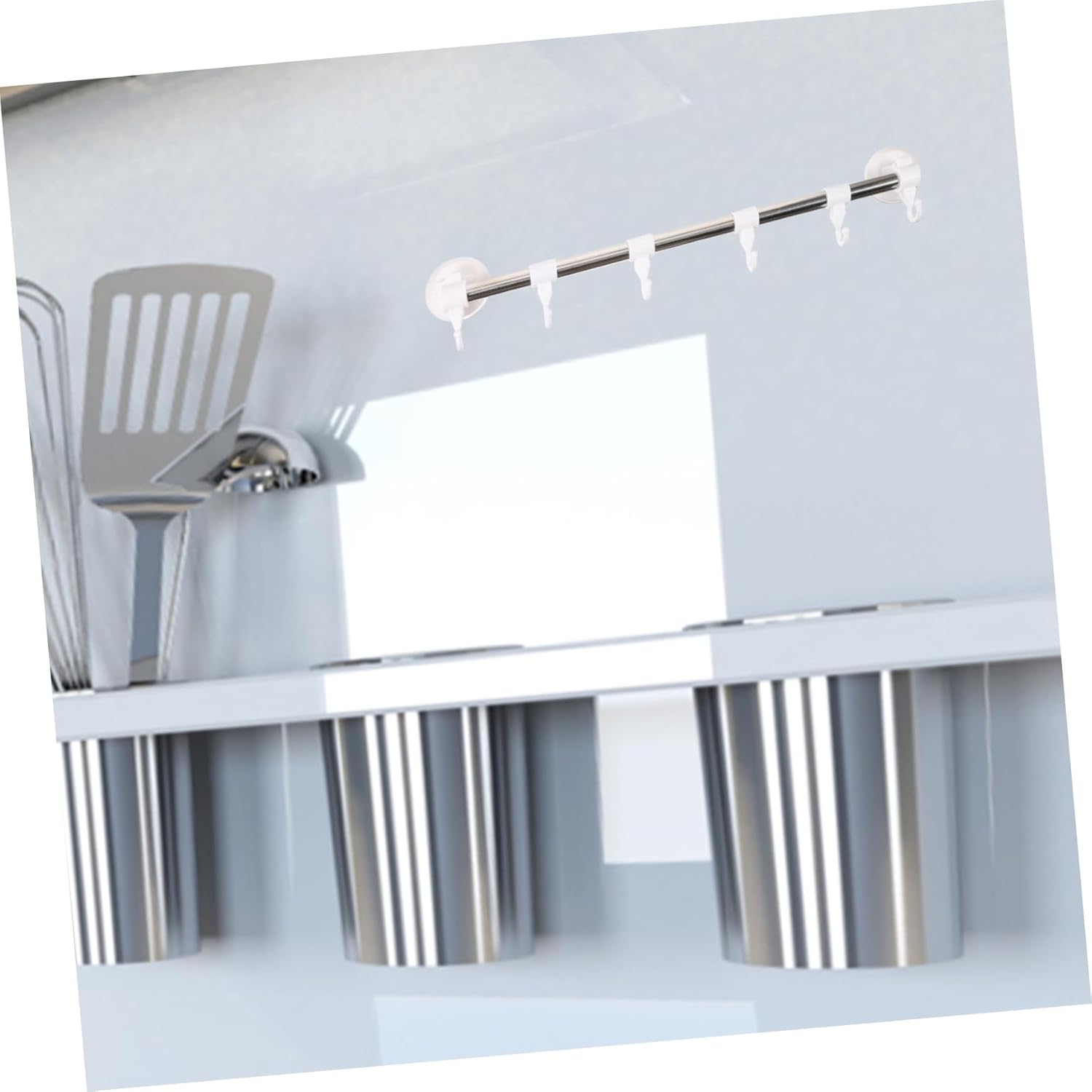 Vaguelly Stainless Steel Suction Cup Towel Rack 6 Hooks No Drill