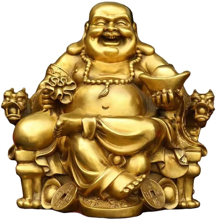 Julrybox Brass Maitreya Buddha Statue 24x28x28IN