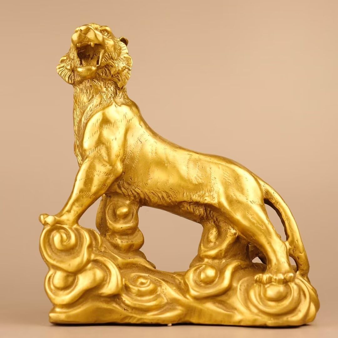 Chinese Brass Tiger Statue for Prosperity and Feng Shui