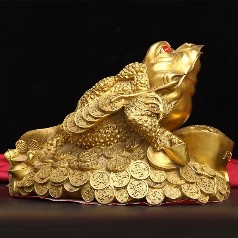 Brass Toad Feng Shui Decor Lucky Money Frog Figurine